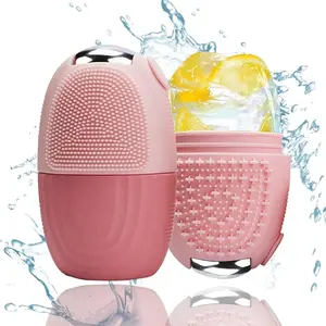 Ice Face Roller Massager,Eyes and Neck,Naturally Conditioning Skin Care Reusable Silicone Ice Mold,Reducing Puffiness Multi Functional Massager Roller Tools,1 Piece,Pink