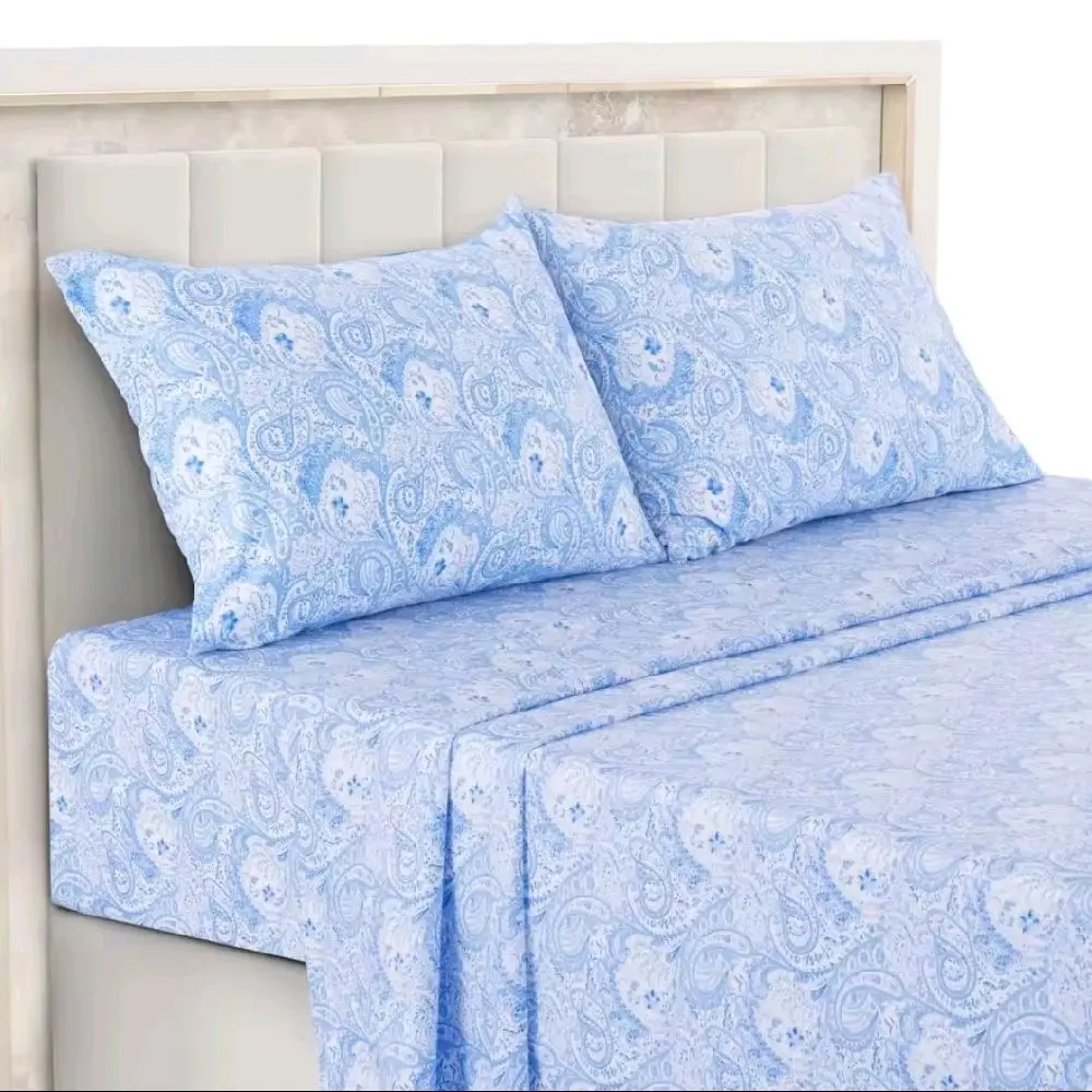 4-piece paisley bed sheet set-soft brushed Microfiber sheets 16"deep pockets-wrinkle-Resistant bedding