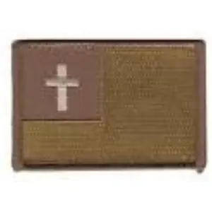 Christian Flag Tactical Combat Army Infidel [Hook Fastener Patch 3.0 X 2.0 inch Patch] Brown/Tan