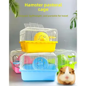 Deluxe Portable Small Pet Cage Metal Wire Hamster Habitat with Carry Handle for Dwarf Hamsters Gerbils Mice Travel Outdoor Easy Clean Accessories Included Compact Lightweight hamster  bin  cage