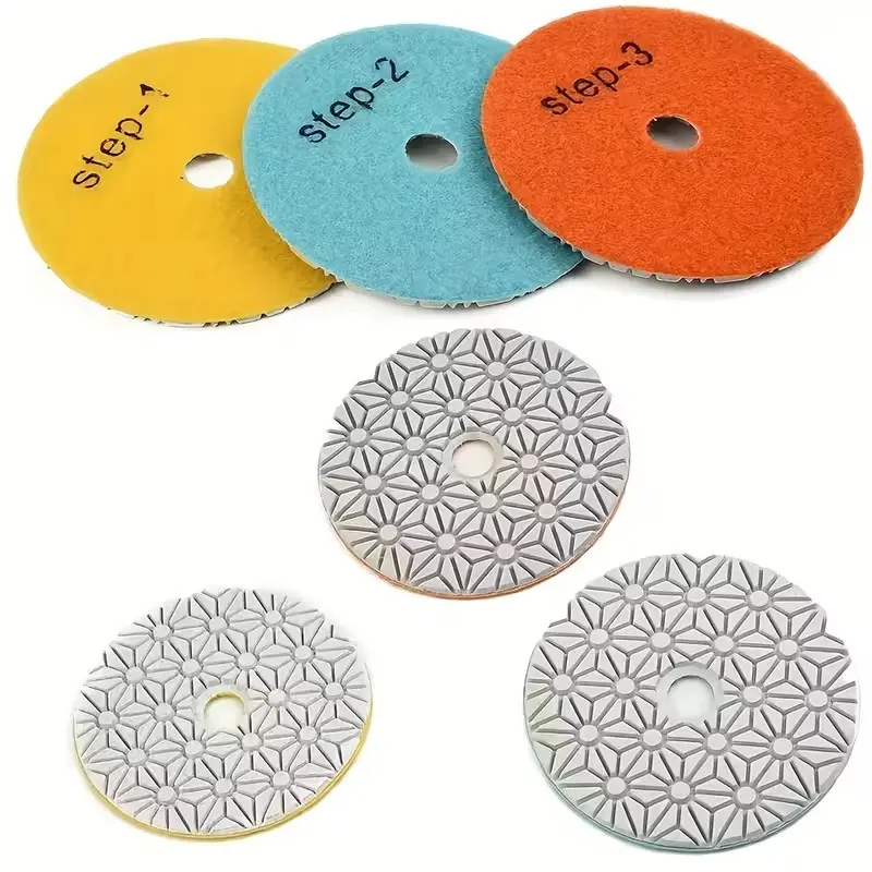 3pcs 4 Inch 100mm Dry/wet Diamond Polishing Pads, Granite Concrete Marble Cleaning Tool, Hand Tools for Polishing and Cleaning
