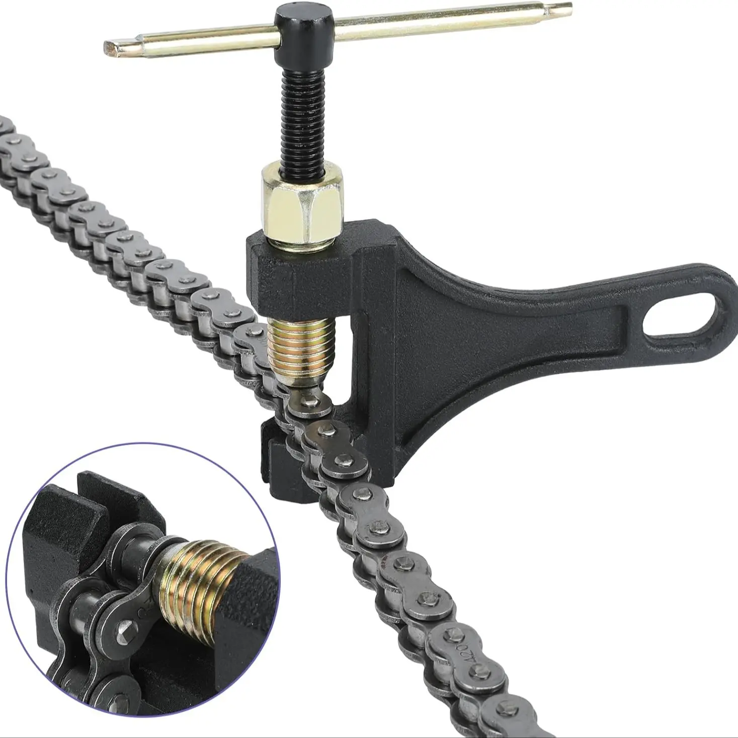 Universal Motorcycle Chain Breaker Tool Kit, Durable, Efficient Metal Splitter Cutter Punching Tools for Atv Chains, Fits 420-530 Chains
