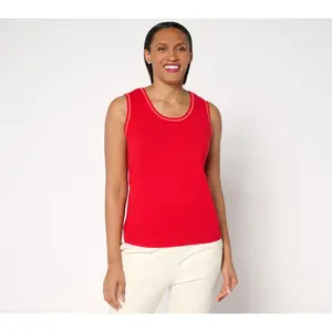 Isaac Mizrahi Live! Pointelle Stitch Trim Sleeveless Sweater