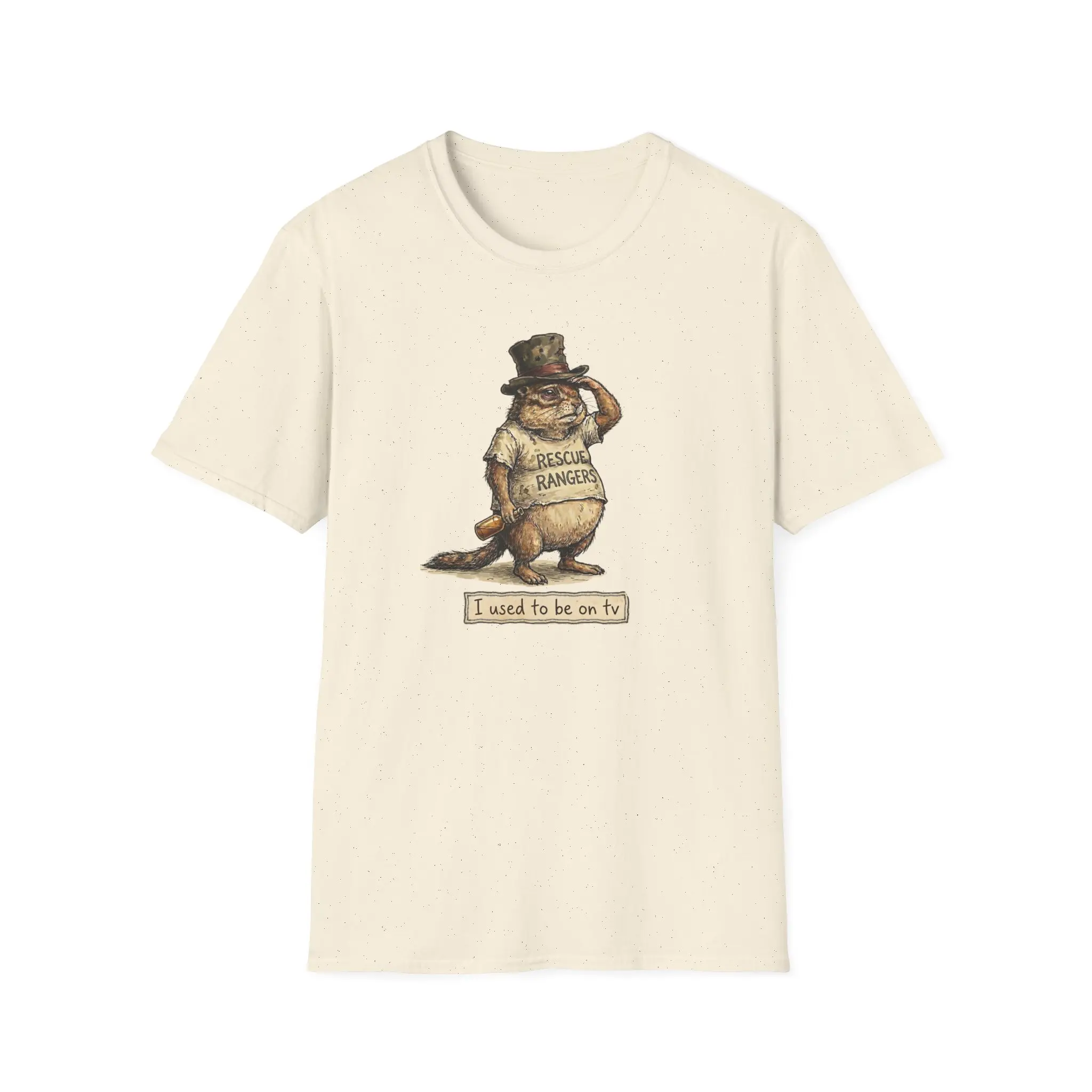 I Used to be on TV? Chipmunk Illustration T-Shirt | Funny Overweight Chipmunk Tee