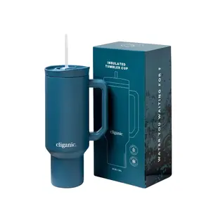 Cliganic Insulated Tumbler Cup 40 FL OZ, BPA-FREE, Stainless Steel, Ergonomic Handle, Cupholder Friendly, Sweat-Free Exterior, Leakproof, Double-Wall Vacuum Insulation, For Hot & Cold Drinks