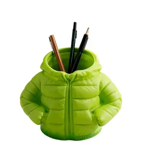 Creative 3D Printed Down Jacket Pen Holder, Multi-Purpose Desktop Organizer, Pencil Storage Box for Stationery, Makeup Brushes, Office Decor