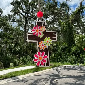 Daisy Cross Car Freshie - Cheerful Daisies & Inspirational Design for Vehicles & Small Spaces - daisy cross | Jesus | faith freshie | car freshener | car freshies | air freshener | carscent addict tiktok