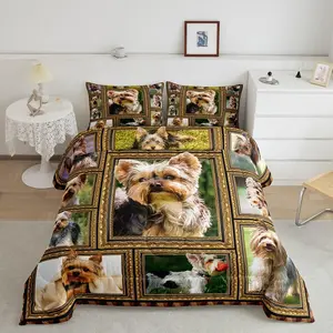 Yorkshire Terrier Designer Comforter Set,Cute Dog Puppy Comforter,Adults Yorkshire Terrier Lover Gift Luxury Bedding Set,Lightweight Quilt Set