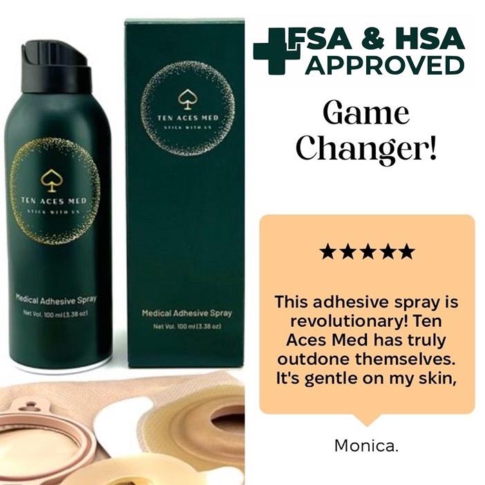 Ten Aces Medical Adhesive Spray for Ostomy skin barriers - STOP