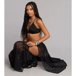 Soft Edge Sheer Lace Maxi Skirt