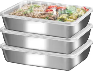 Stainless Steel Food Storage Containers Set with Lid, Freezer, Kitchen Tray, Oven Plate & Side Dish Plate - Freezer & Dishwasher Safe