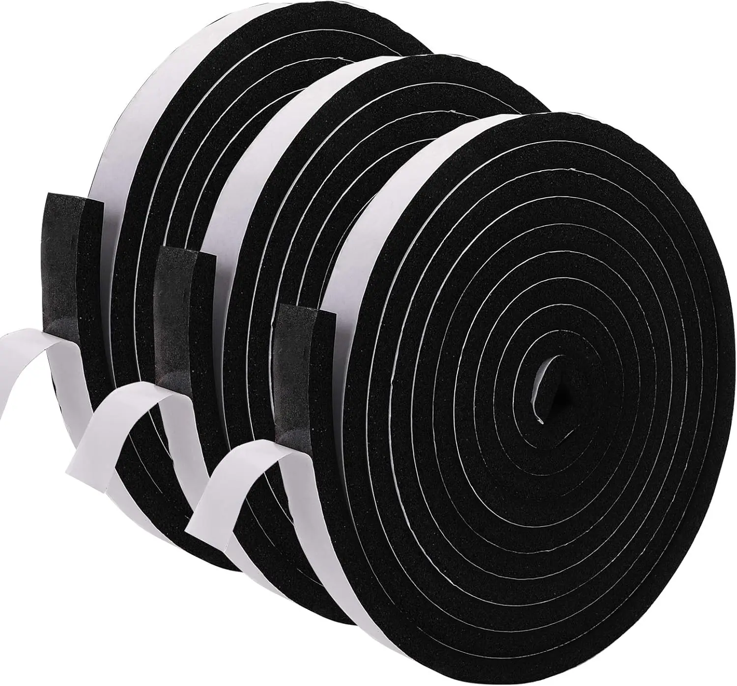 Self-Adhesive Soundproofing Weather Stripping Foam Insulation Tape (3 Rolls, 49 ft x 1 in x 1/2 in) - High Temperature Resistant, Strong Adhesive, Waterproof for Tools & Hardware