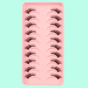 Half Eye False Eyelashes Set, 10 Pairs Natural Look Fluffy Curly Thick Faux Eyelashes, Portable Makeup Tool for Women, Eyelash Extension Cosmetic Gift, Lashes Extension Kit, Valentine's Day Gift