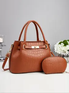 New Elegant Two-Piece Women's Bag Set, Classic Fashionable Durable Design, Large Capacity, Versatile Shoulder & Crossbody Style