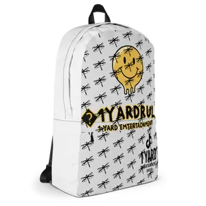 YardPak by 1Yard Entertainment White Design with Smiley Face Logo and Text Backpack for Everyday Use