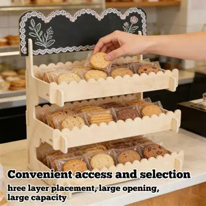 Wooden Cookie Display Rack for Bakers' Stalls, Blackboard Sign, Ideal for Market Stalls, Handmade Fairs, Events, Organiser