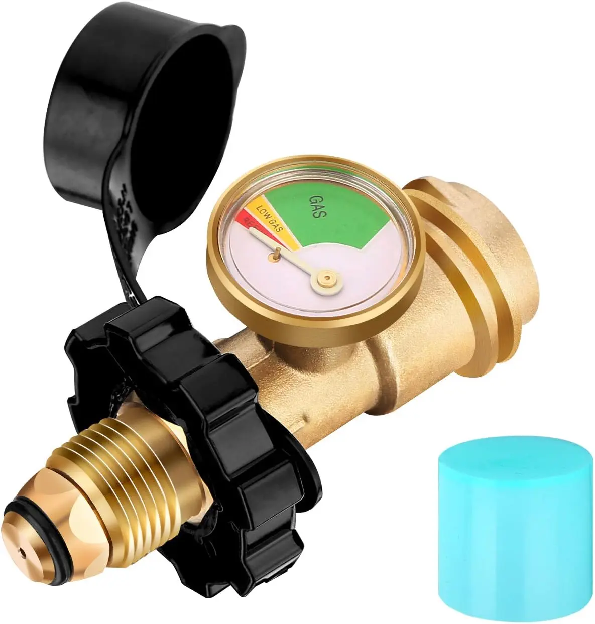 WADEO Upgraded POL Propane Tank Adapter with Gauge Converts POL LP Tank Service Valve to QCC1 / Type 1, Universal Propane Tank Gauge for Propane Cylinder, BBQ Gas Grill, Heater
