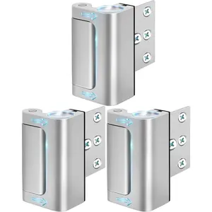 Home Security Door Lock 3 Pack Metal Door Reinforcement Lock for Kids Safety Top Front Door Child Proof Safety Lock Defend High Security Door Locks Latch Withstand 800lbs for Inside Swing Door Chain