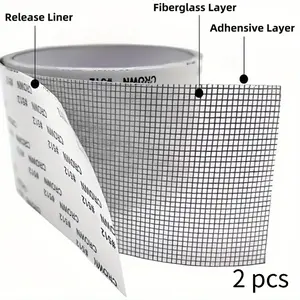 Self-adhesive screen repair tape - Screen patch, transparent grid design, strong adhesive tape suitable for windows/door screens, tear-resistant - Compatible with glass fiber layer - Suitable for homes, campers, apartments
