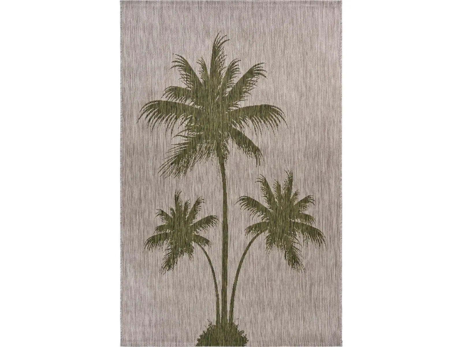 212 MAIN 5 x 7 ft. Rectangle Low Pile Weave Stain Resistant Green Palm Tree Indoor/Outdoor Area Rug, Beach Vibes, Decorative Rug Mat, Home Decor Painted Floor Rug