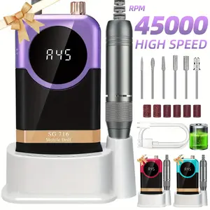 Portable Nail Grinder & Buffer Set, Nail Grinding Tool, Includes File and Pusher Stick, Ideal for Home Salon Manicure Nails Care, Perfect Holiday Gift, Nail Art Tool