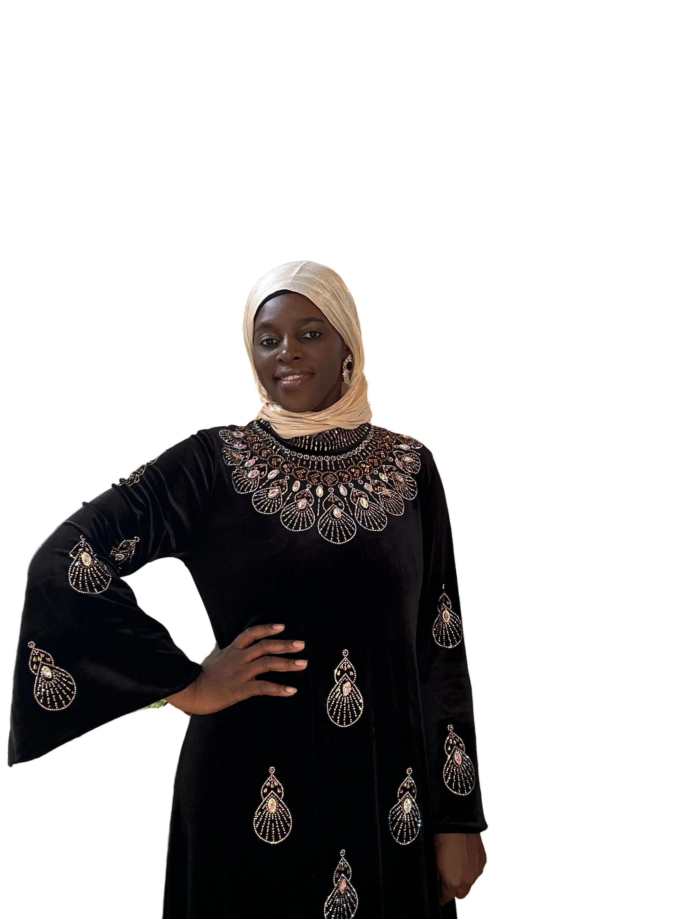 Regal Velvet Rhinestone Abaya