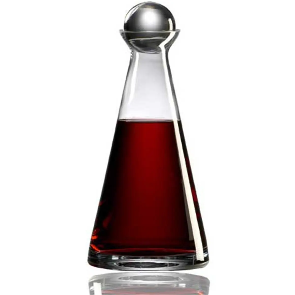 212 MAIN Handmade Craft Lead-Free Ravenscroft Crystal Pinnacle Decanter - 38 oz, 11.5 in Height, 5.5 in Width, Sphere Top, Modern Simplicity Design, Home Bar Utensil, Pinnacle Shape