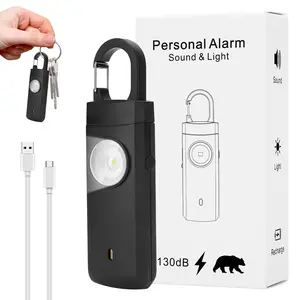 2026 New Personal Safety Alarm, 130dB Rechargeable Self Defense Siren with LED Strobe Light, USB-C Emergency Keychain Alarm for Women Elderly