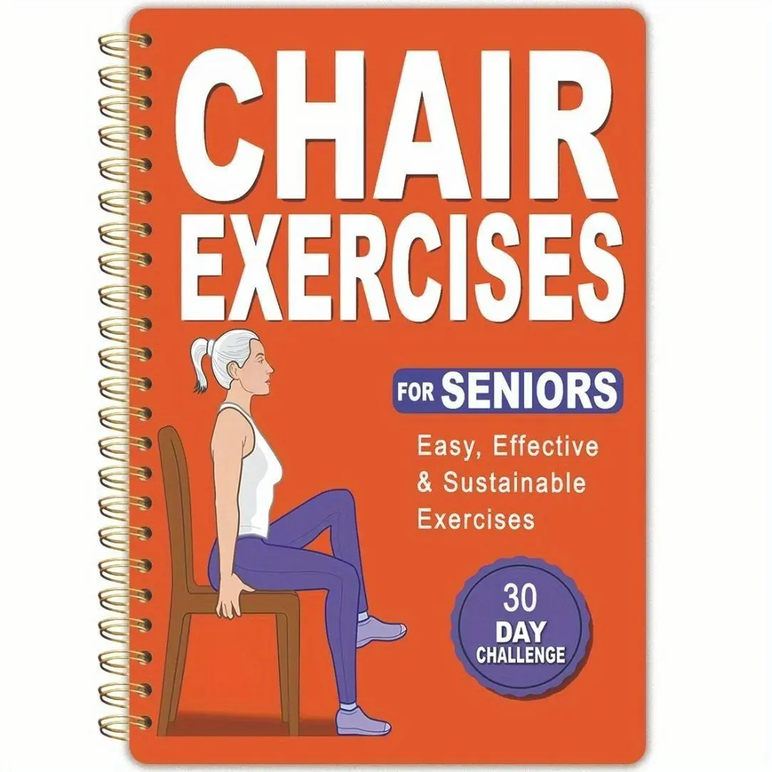 Senior Yoga Notebook, 30-Day Challenge, A5 Thick Durable Cover, Weight Loss Guide, Illustrated Poses, Home Exercise Tracker, Yoga For Seniors