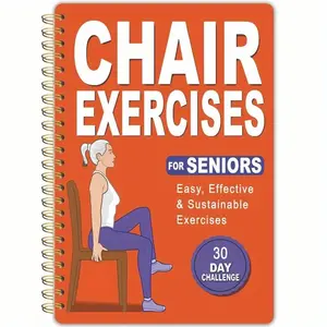 Senior Yoga Notebook, 30-Day Challenge, A5 Thick Cover, Weight Loss Guide, Illustrated Poses, Home Exercise Tracker