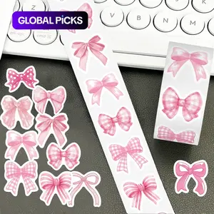 500pcs Pink Bow Roll Sticker Series Sealing Stickers, Adhesive Stickers for Mugs, Laptops, Suitcases, DIY Decorative Stickers, Birthday Gifts #GLOBAL PICKS