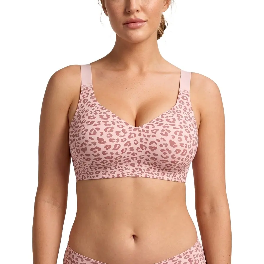 Ausppli Bras for Women Supportive Wireless Push Up Bra Full Coverage No Underwire Seamless Plus Size for Large Bust Women Jelly bras