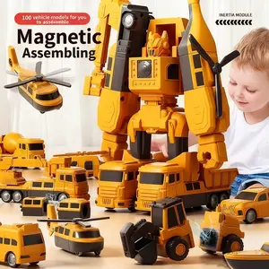 Children's Magnetic Building Block Puzzle Robot Kits - Magnetic Assembly Robots, Trucks, Educational Modular Deformable Toys for Boys, Suitable for Parties, Classrooms