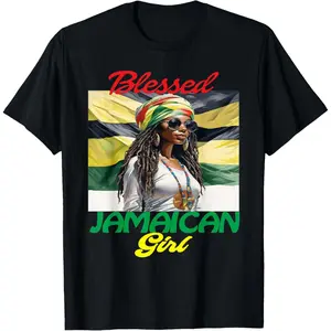 Jamaican Girls Clothing Jamaican Jamaican Outfits for Women Casual Short Sleeve Cotton T-Shirt