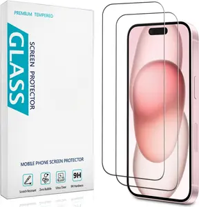 (2 Pack) Screen Protector for iPhone 15 Tempered Glass 6.1-inch, Easy to Install, Bubble Free, 9H Hardness