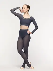 Stirrup Back Seam Tights Graphite Mesh Kids RTW