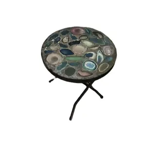 Mosaic table with agate slices