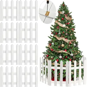 8 Pack Thick Christmas Tree Fence White Wooden Picket Fence Tree Fences Decorations for Kids Pet Dogs Xmas Wedding Party Decor Miniature Home Garden Border Lawn Edge Fences, 15.7 x 12 Inch