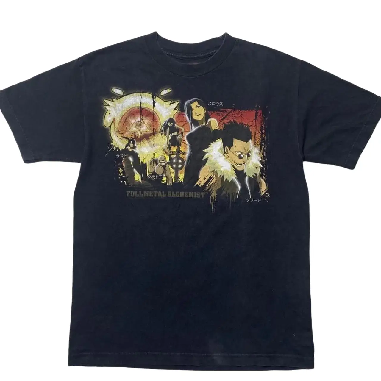 Fullmetal Alchemist Gothic Anime Graphic T-Shirt, Black Gildan Reprinted Cotton Tee, Vintage Manga Shirt, Retro Y2K Gothic Graphic T-Shirt, Anime Fan Gift