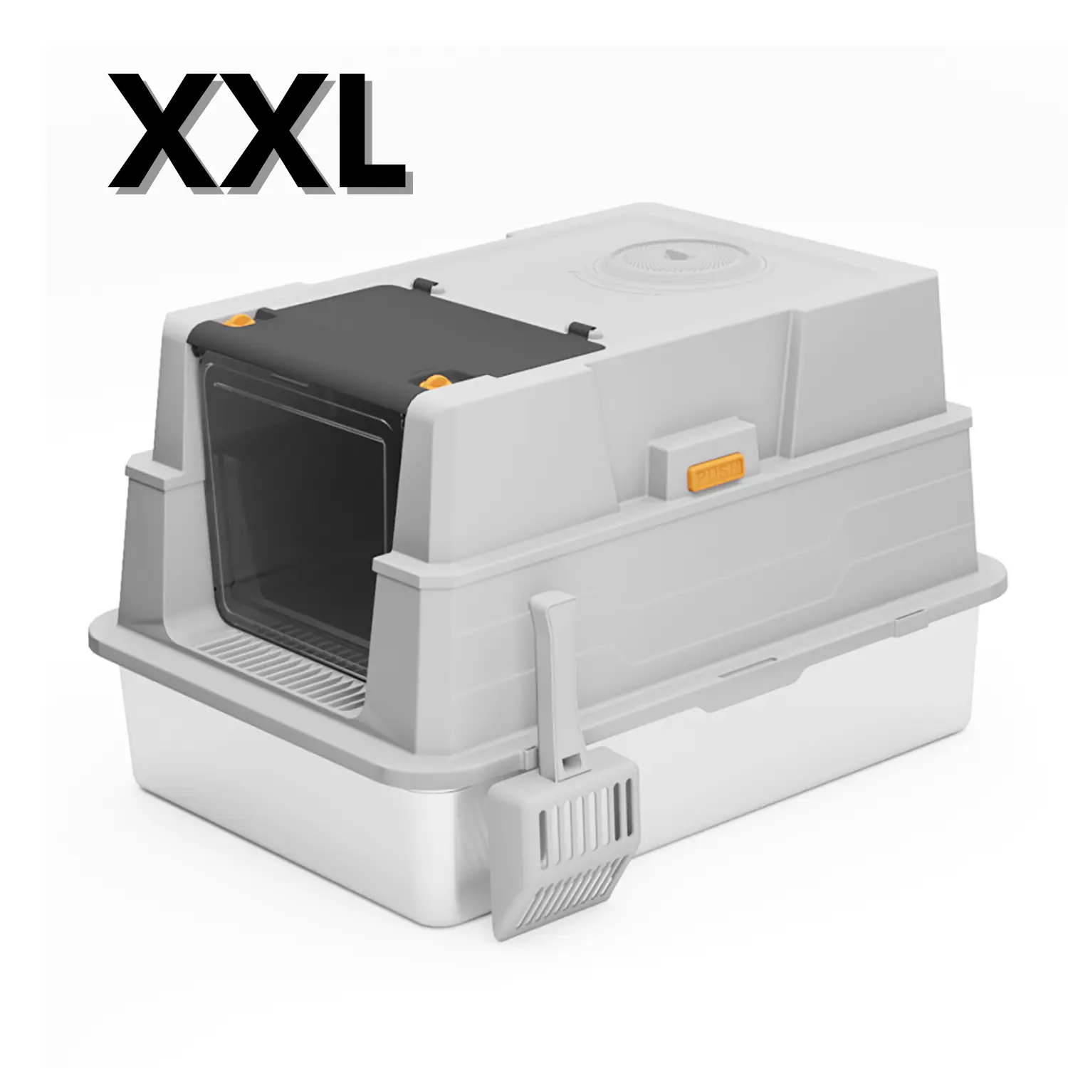 XXL Enclosed Stainless Steel Litter Box, XXL Metal Catbox for Privacy, Anti-Tracking Sifting System, Odor-Locking Metal Litter Pan, XXL Large Covered Cat Toilet, Professional Hygiene Solution for Multi-Cat Homes