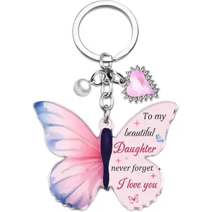 Valentines For Daughter Mothers Day Birthday Gifts For Daughters Adult Butterfly Keychain Cute Daughter Gifts From Mom Dad To My Daughters Teen Girl Stocking Stuffers
