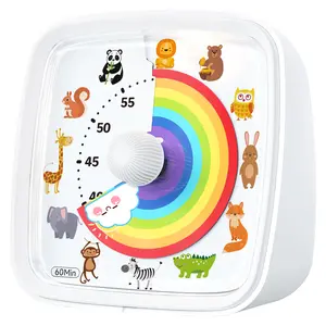 60 Minute Visual Timer with Night Light Rainbow Pattern Silent Classroom Kitchen Office Timer for Kids Adults No Ticking Sound Optional Audible Alert - Led Alarm Clock,Thanksgiving cooking utensils Set Plastic Tool