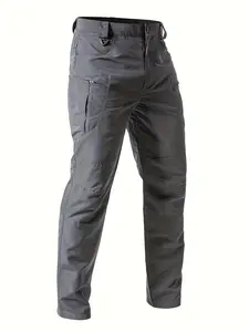 Single-piece men's outdoor tactical work trousers, featuring versatile utility pockets. Solid-coloured, breathable and hard-wearing, suitable for sports, outdoor activities, hiking, camping, workwear, tactical camping gear, and work trousers (without belt