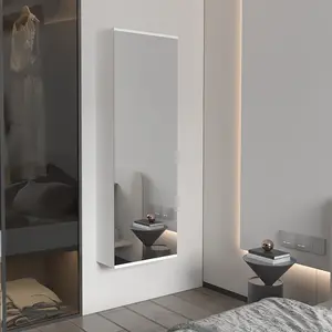 Connecticut Wall Mounted Shoe Rack with Mirror – Space-Saving Entryway Organizer with 5 Shelves for 10 Pairs, Modern Minimalist Design for Bedroom, Hallway & Apartment Living