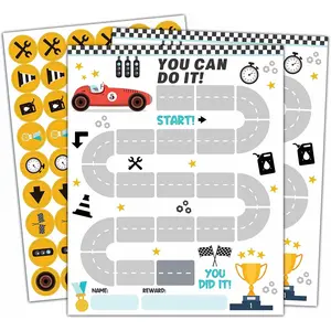 10 Racing Car Reward Chart with 216 Round Stickers Incentive Behavior Chart for Kids at Home Classroom Kids Routine Daily Chore Sticker Chart A08