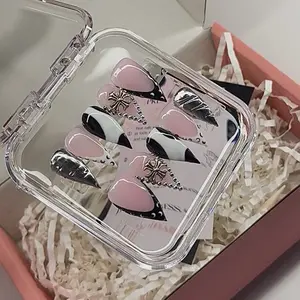 Trending Black & White Moon Nails | Acrylic Press On Nails