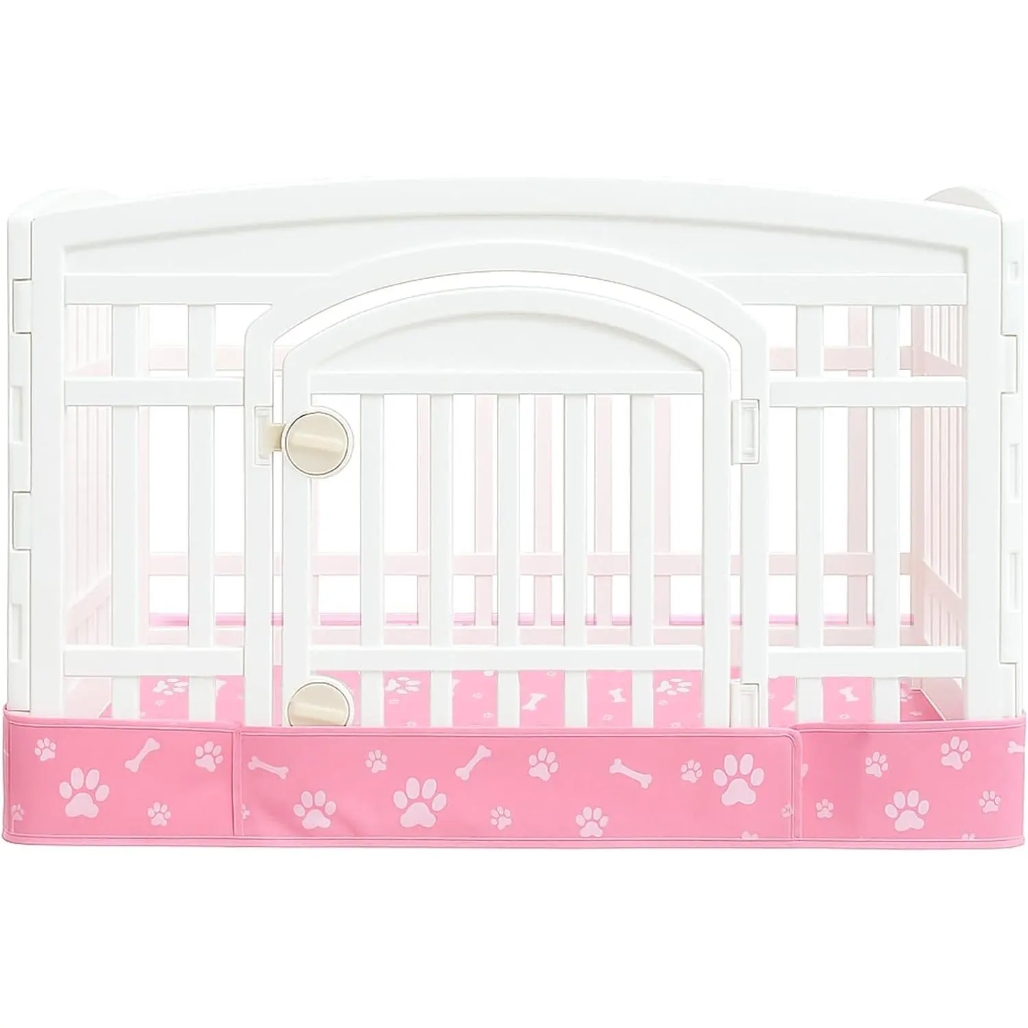 Dog Playpen Bottom Pad Mat with Heavy-Duty Fence Stabilizer - 36 x 36 x 5 Inches, Scratch & Chew-Resistant, Waterproof, Leakproof, Non-Slip, Hook & Loop Fasteners (Pink, Playpen Not Included)