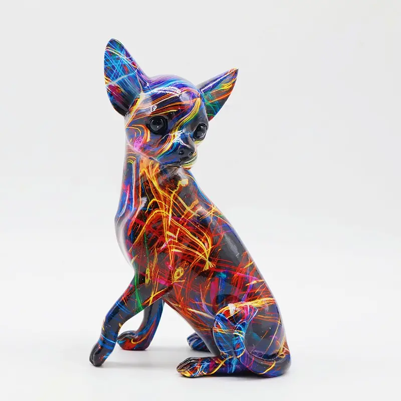 Chihuahua Resin Decorative Dog Statue, Resin Animal Ornaments, Animal Collectibles, Vibrant Design, Perfect for Home and Holiday Decoration, Ideal Gift and Collectible Item