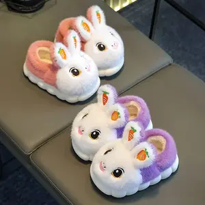 Kids' Slip-On Slippers - Soft Indoor House Shoes with Pastel Colors Blue Purple White Pink Cushioned EVA Sole for Boys Girls Winter Warmth Easy Slip On Design for Home Birthday Gifts Parents' Favorite Children's Footwear Cute Slippers