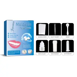 Moldable False Teeth DIY Kit, Easy-to-Repair Temporary Tool with Gutta Percha & Dental Powder, Realistic-Look Denture Reline Kit for Missing Teeth & DIY Vampire Fangs
